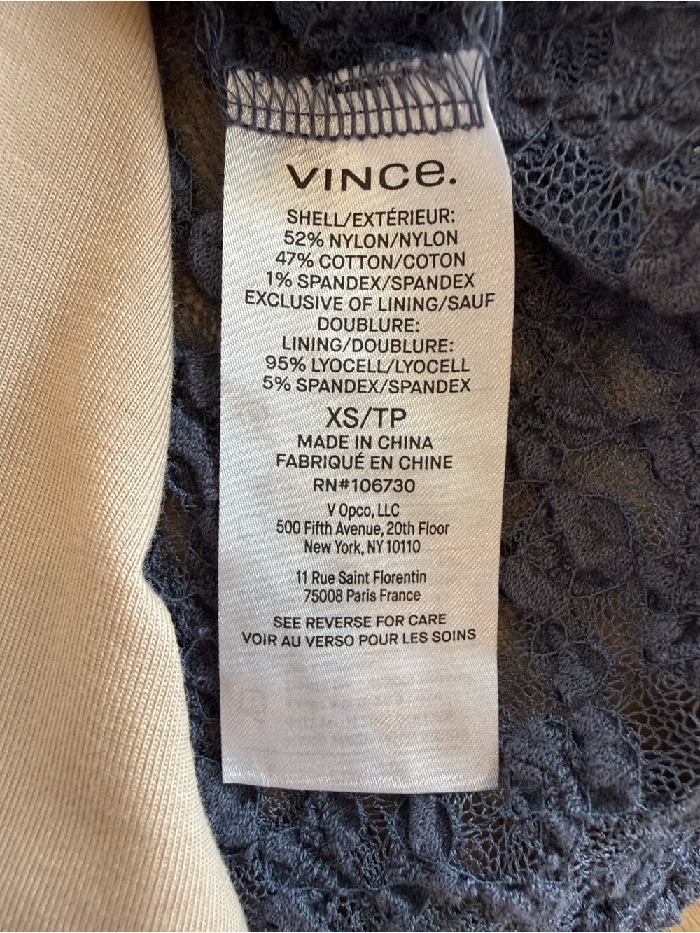 NWT VINCE Smocked Lace Blue Top Size X-Small - Picture 15 of 16